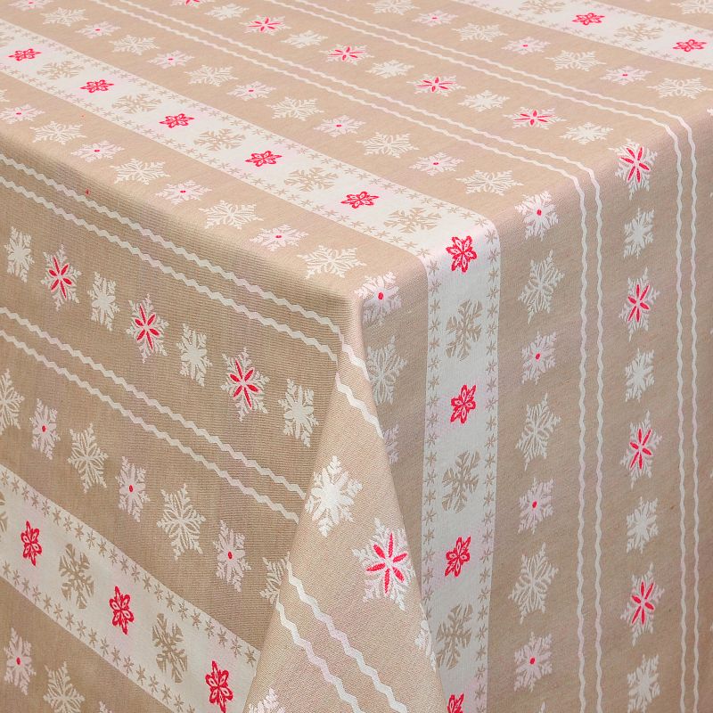 Tischdecken Weihnachten Jacquard-Gewebe mit Fleckschutz und Saum Coslada Beige