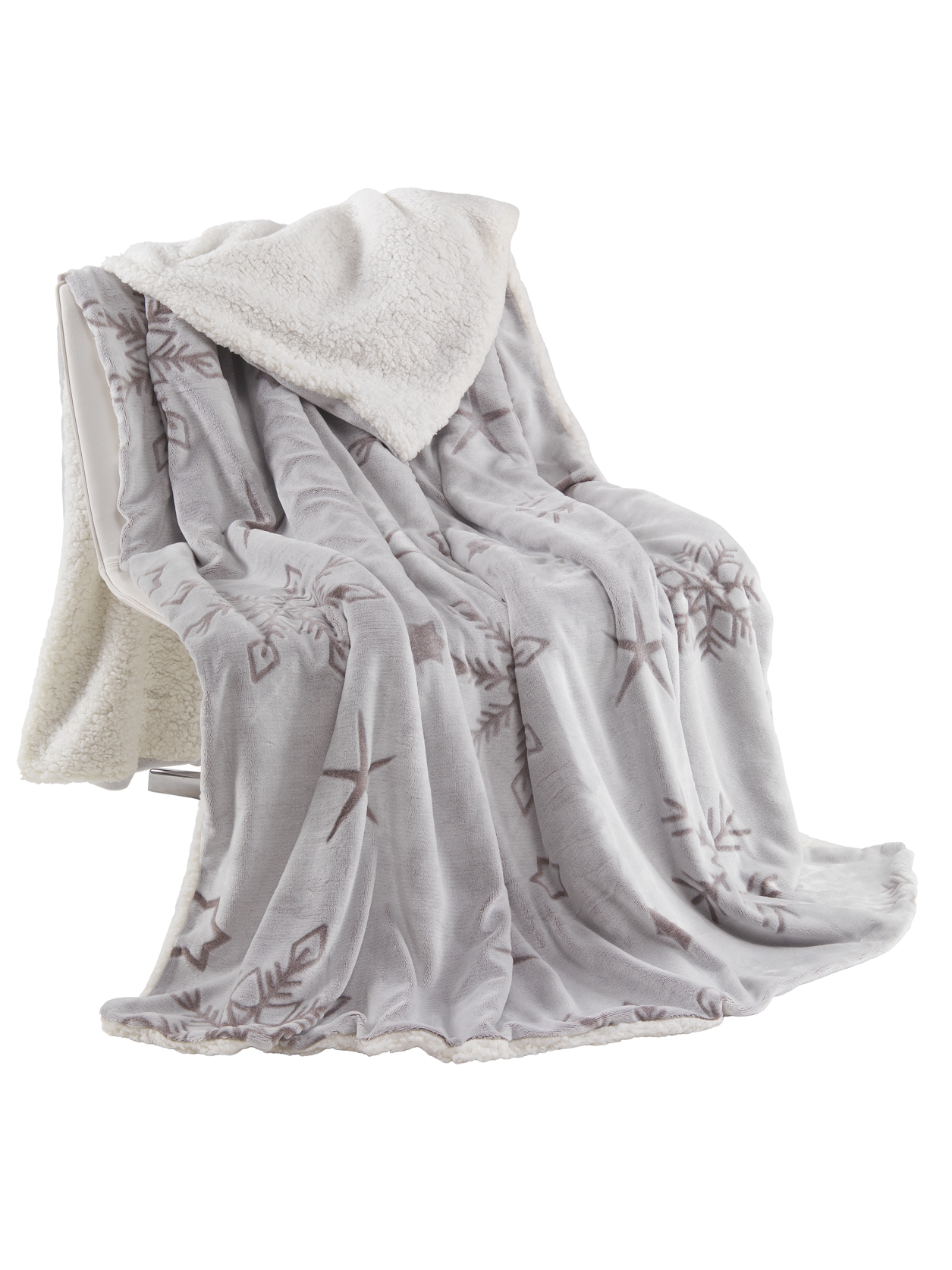 Kuscheldecke Cashmere/Sherpa Decke Snowflake 150x200 cm in Creme