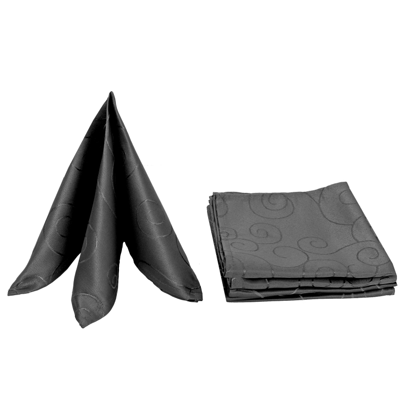 Servietten Damast Ornamente 50x50 Schwarz (6er Pack)