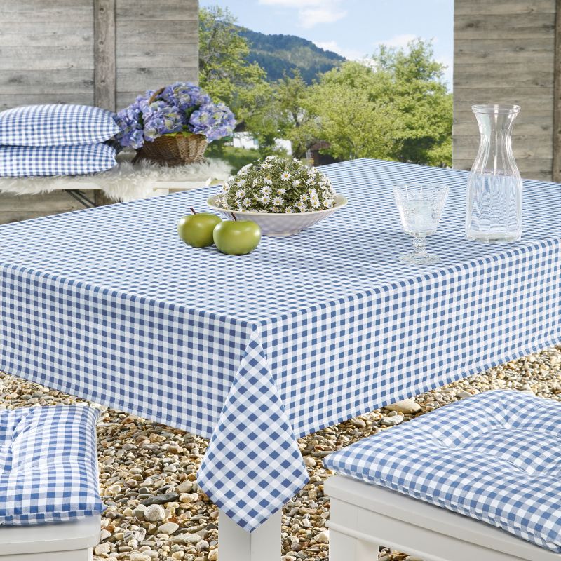 Tischdecken Landhaus 100% mit Blau-Weiss kariert Baumwolle Fleckschutz