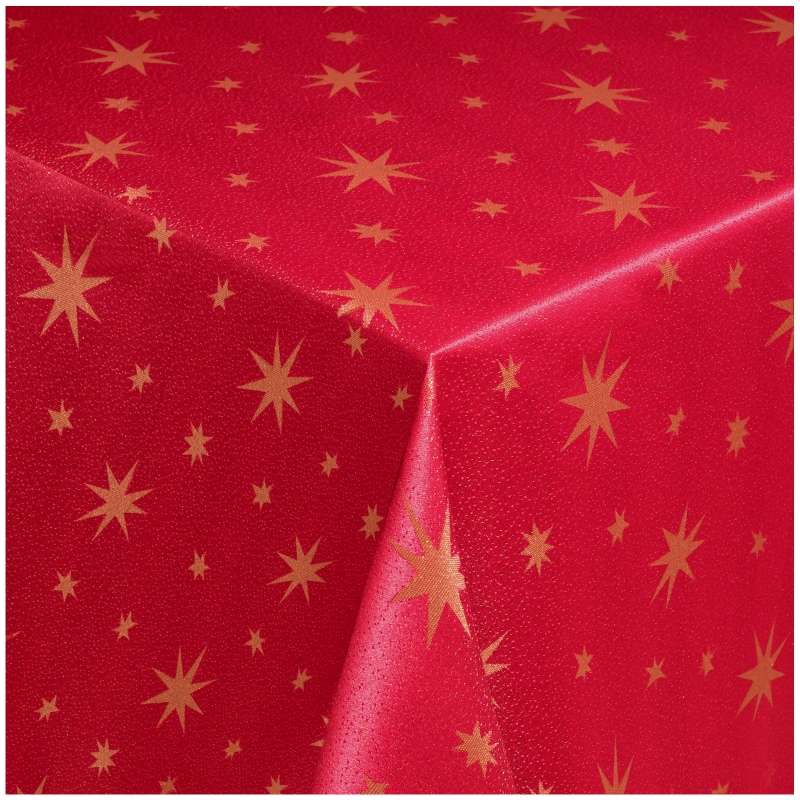Lurex Weihnachtstischdecke Rot-Gold Tischdecken Sterne