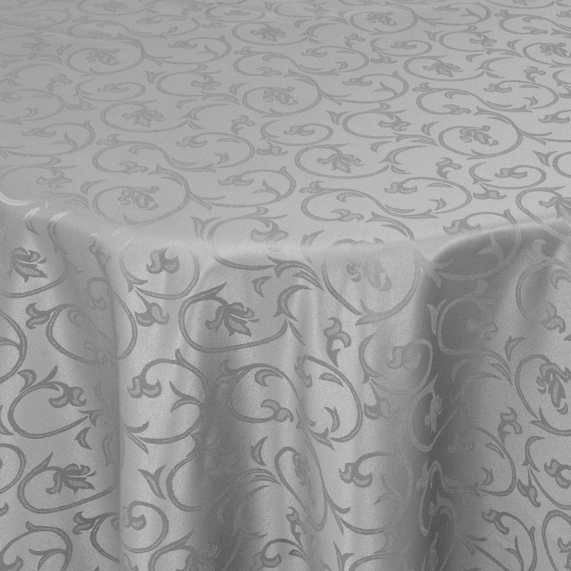 Grau Damast Tischdecken Oval mit Saum Barock