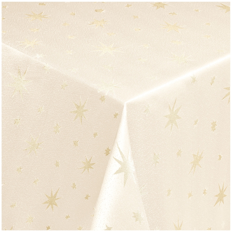 Tischdecken Lurex Sterne Creme-Gold Weihnachtstischdecke